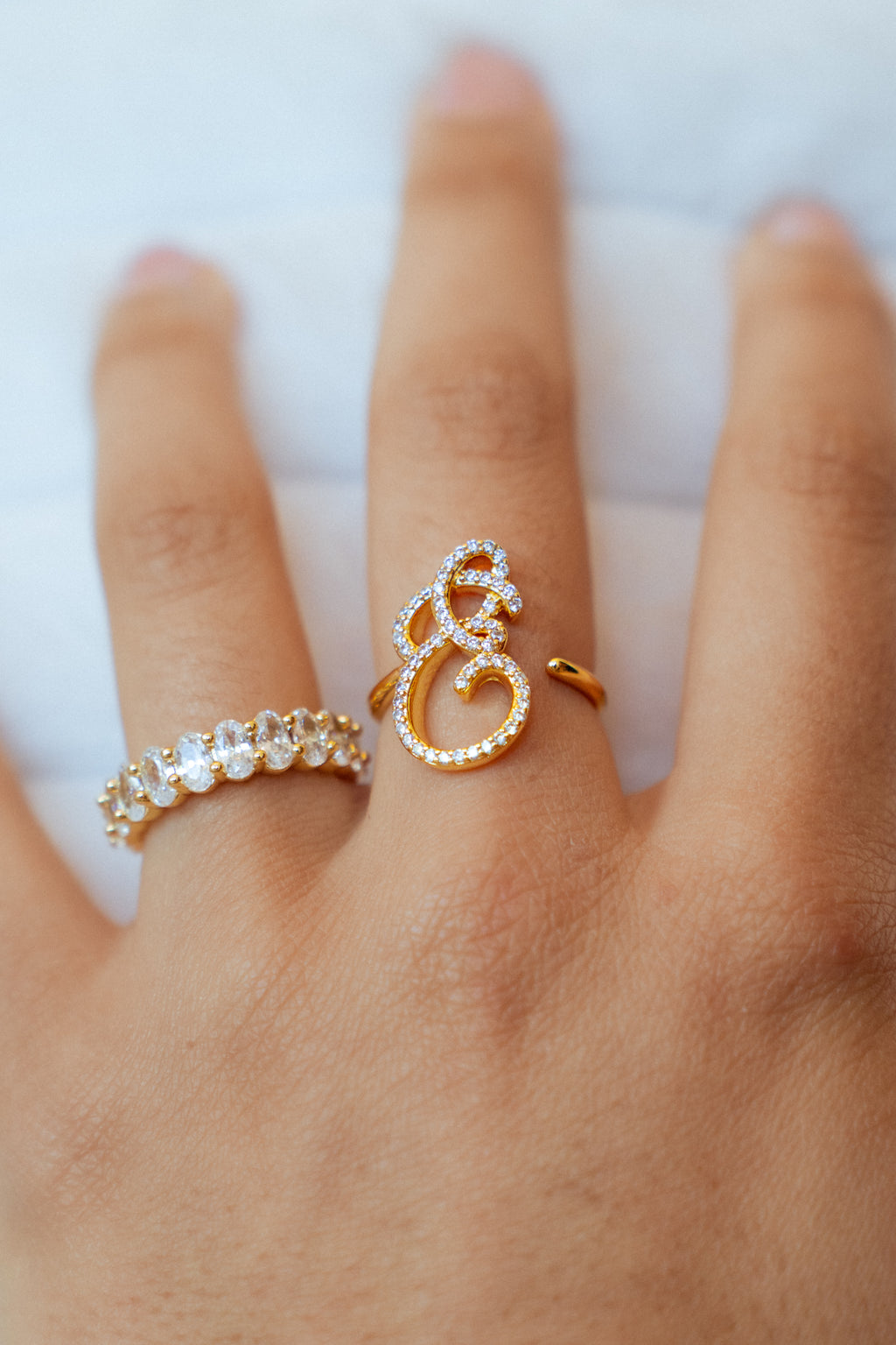 Heirloom Pavé Initial Ring