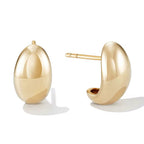 Gold hoop earrings on a white background